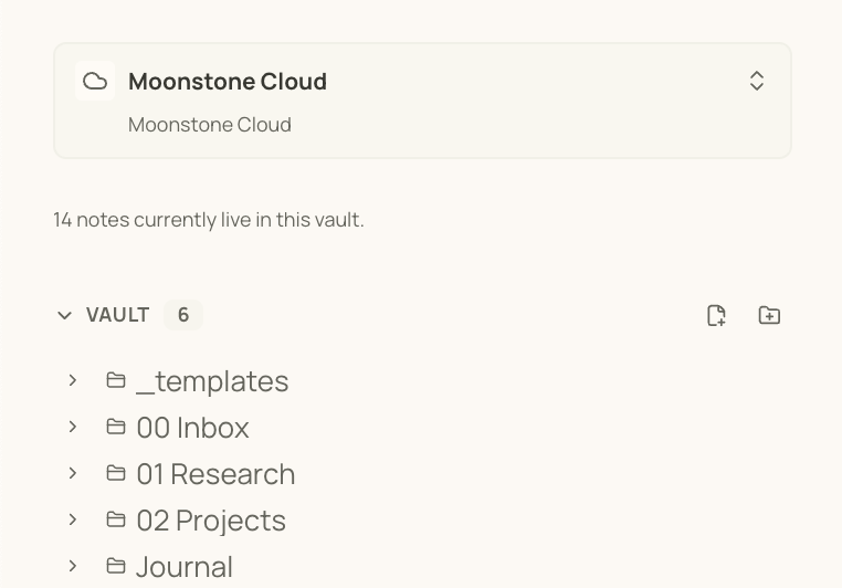 Check you left sidebar for the current vault and file structure.